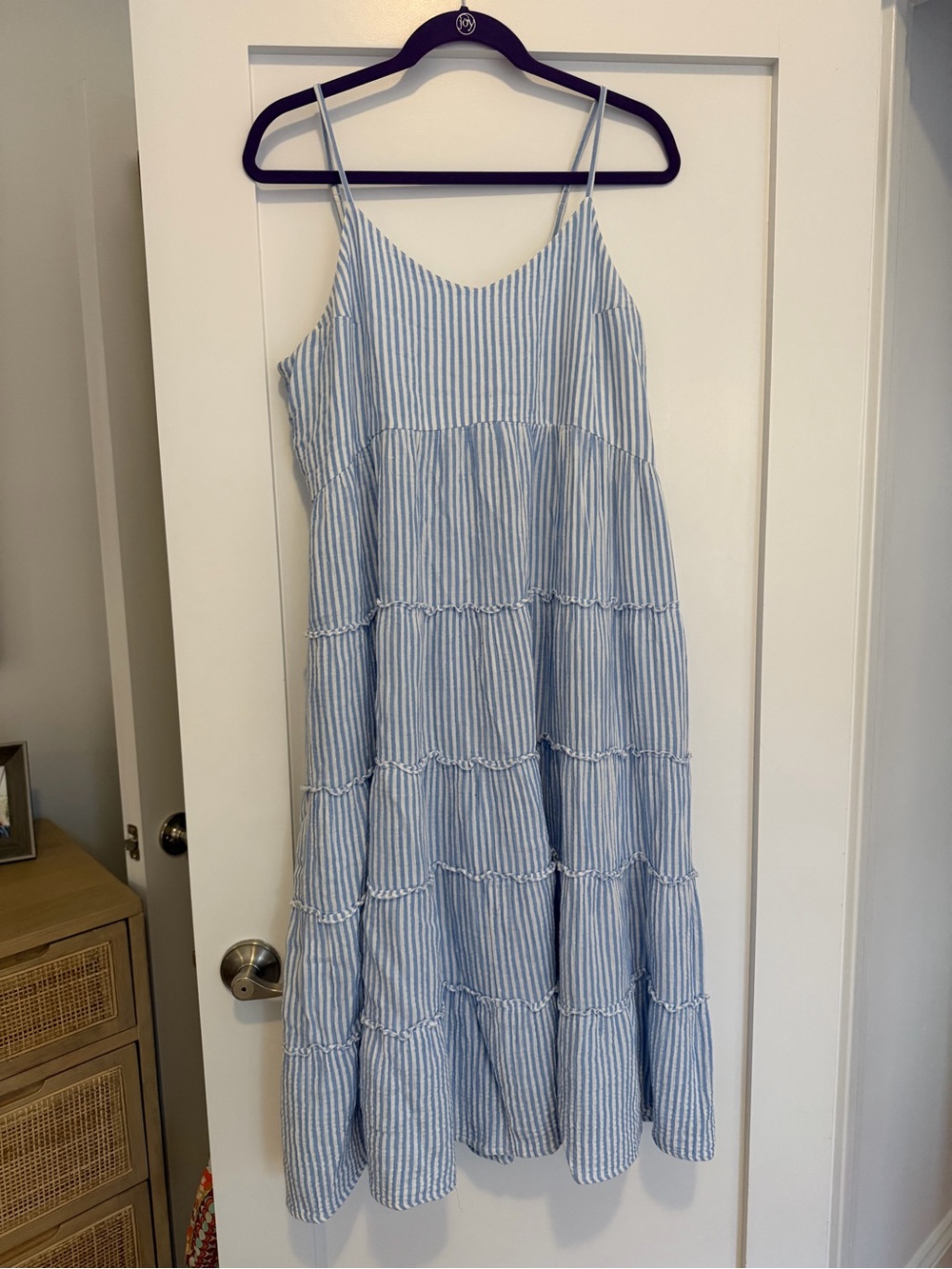 Julie Brown New York Blue and White Striped Midi Dress